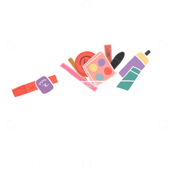 源文件下载【趣麦麦图】-小清新化妆品手绘插画