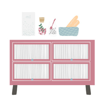 粉红色餐边柜瓶瓶罐罐