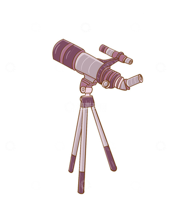 源文件下载【趣麦麦图】-紫色插画望远镜手绘图