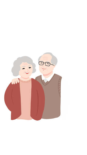 卡通老年人夫妻