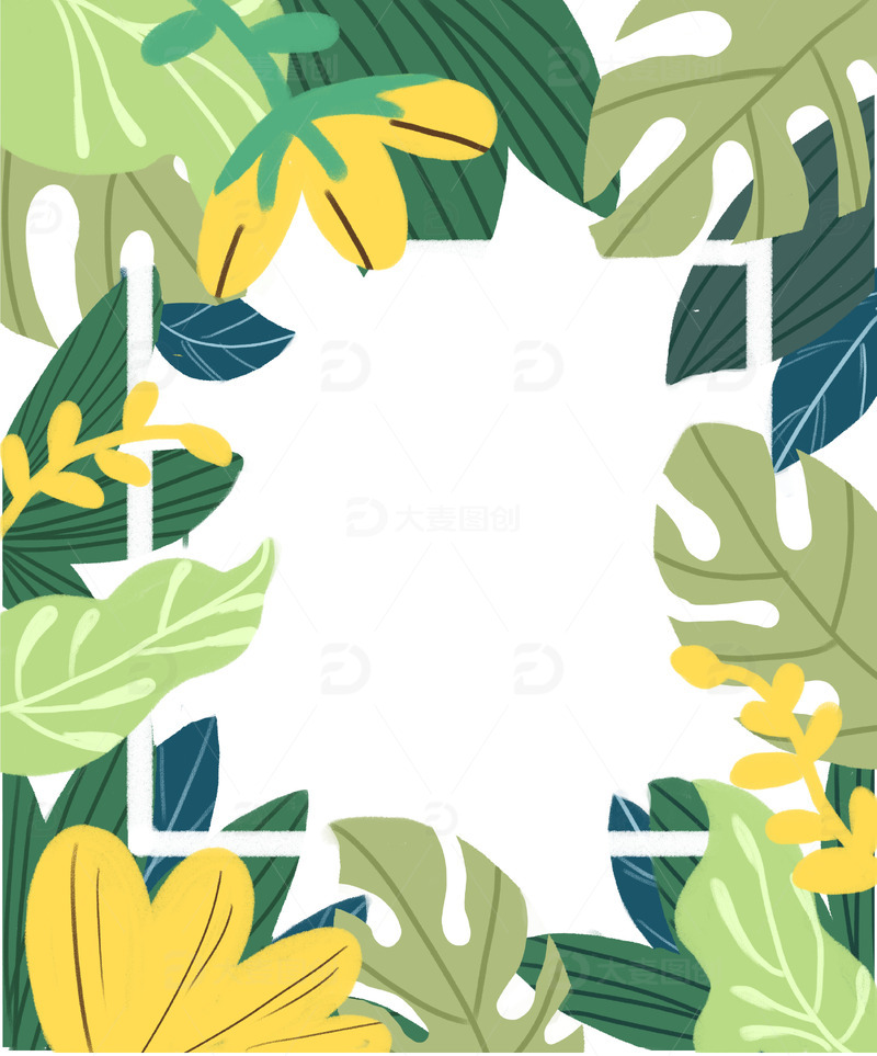 源文件下载【趣麦麦图】绿色小清新鲜花草丛绿植边框