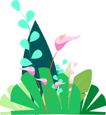 绿色植物花卉矢量元素