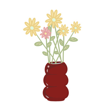 红色简约可爱花瓶插花