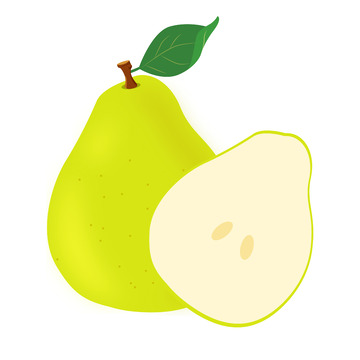 绿色清新梨子卡通手绘图