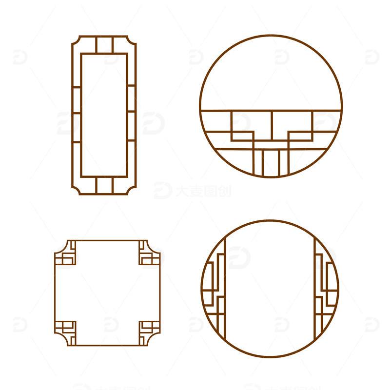 中国风边框棕色简约手绘图