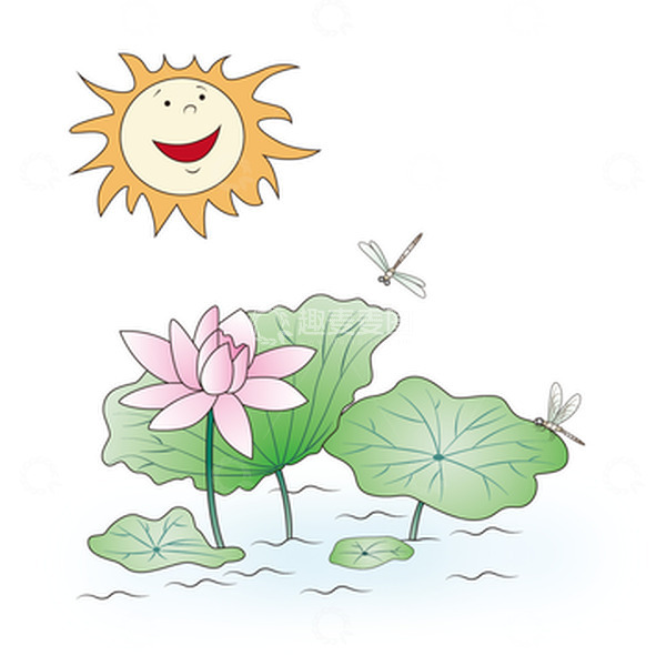 源文件下载【趣麦麦图】绿色卡通荷花