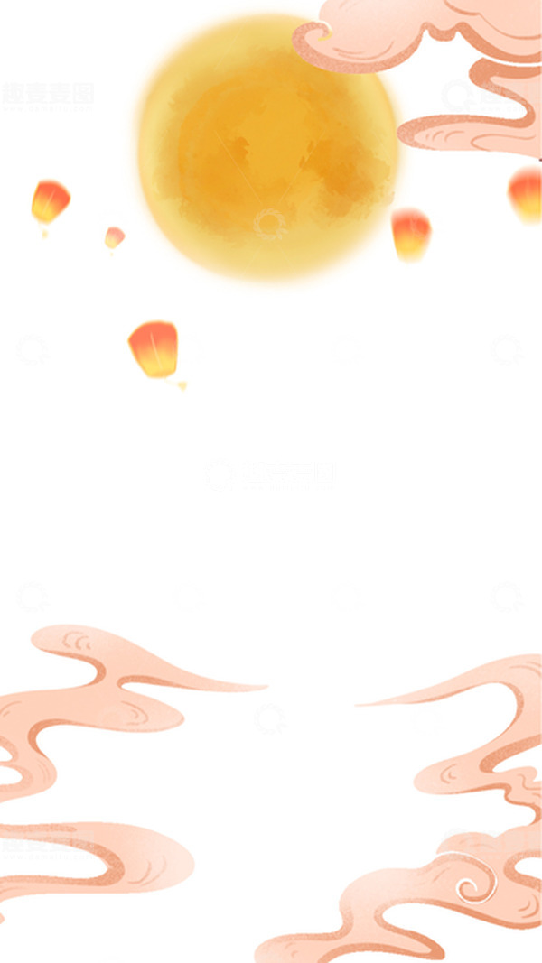 源文件下载【趣麦麦图】卡通月亮祥云中秋背景海报手绘图