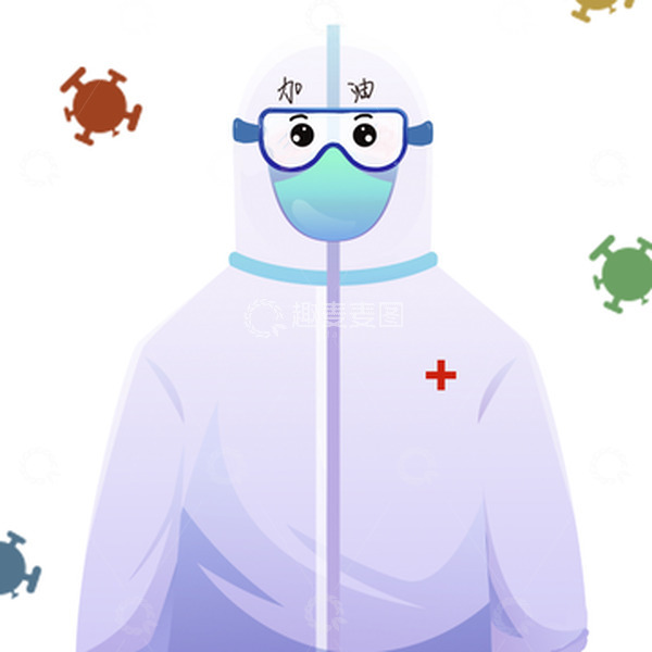 源文件下载【趣麦麦图】-疫情防护扁平风防疫人员背景