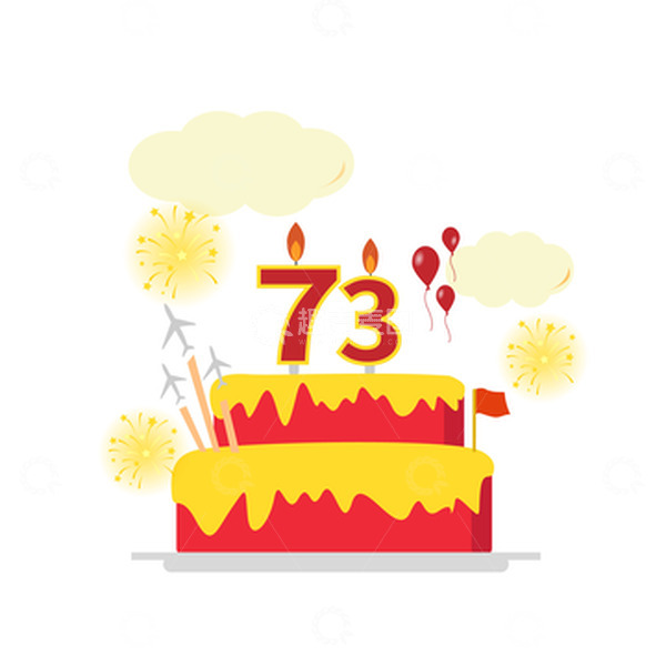 源文件下载【趣麦麦图】国庆周年蛋糕烟花手绘元素