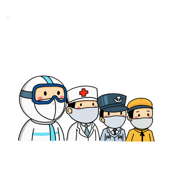 抗击疫情致敬一线工作者医护警察手绘元素