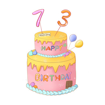 手绘国庆生日蛋糕