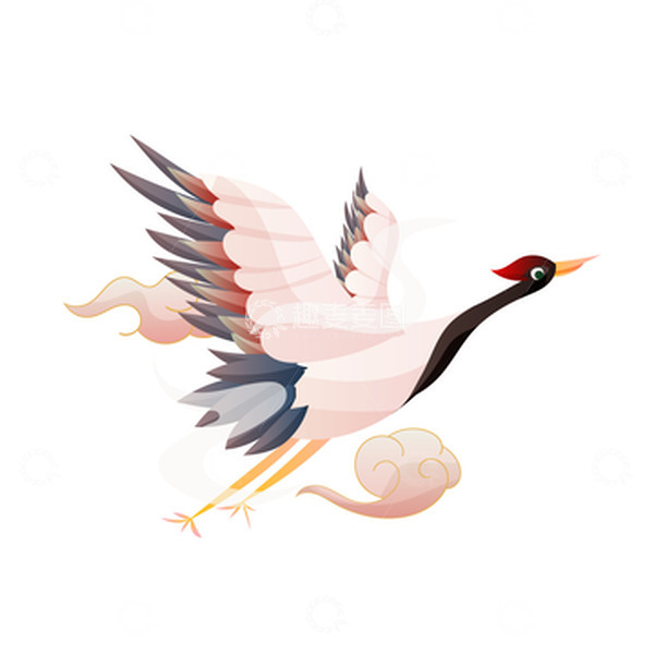 源文件下载【趣麦麦图】矢量手绘国潮风仙鹤祥云装饰元素