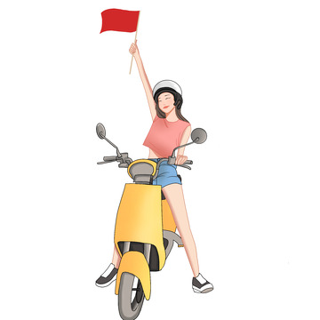 手绘国庆出游季