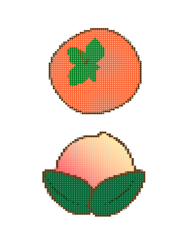 橙色像素风水果夏季水果矢量图