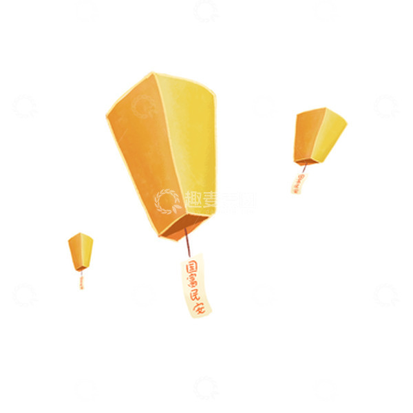 源文件下载【趣麦麦图】国庆孔明灯节庆元素手绘图