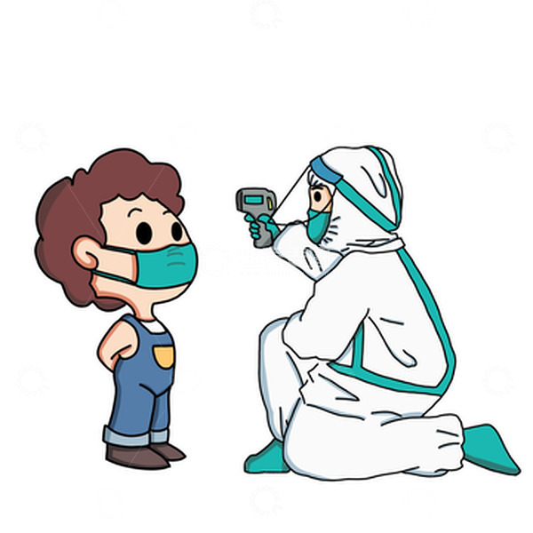 源文件下载【趣麦麦图】-疫情防护抗病毒测体温男孩手绘元素