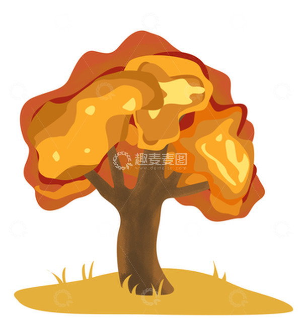 源文件下载【趣麦麦图】秋天黄色大树树木植物简约素材