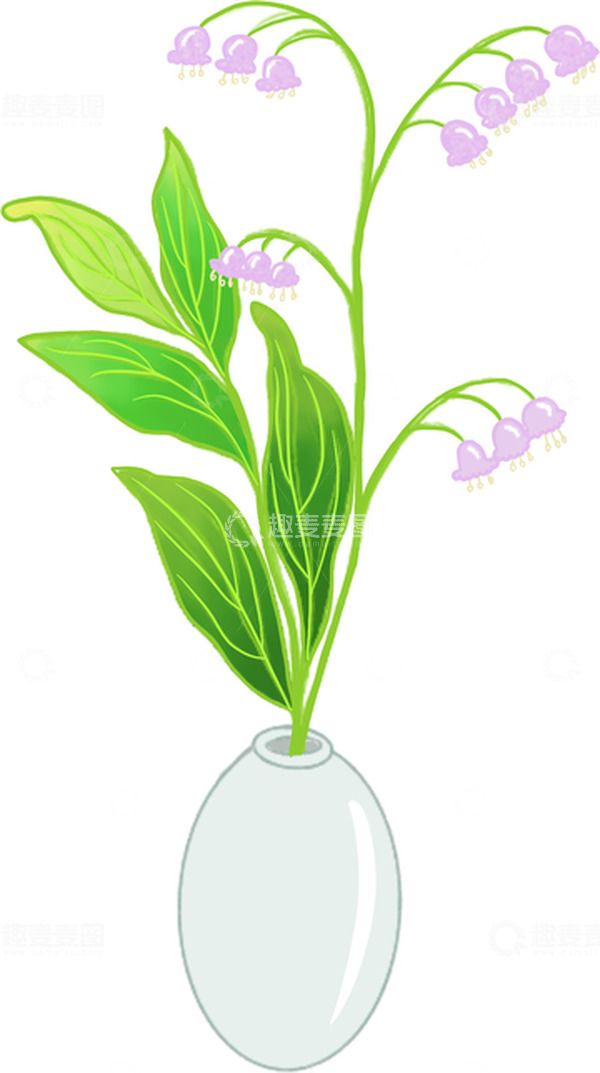 源文件下载【趣麦麦图】-绿色清新花草植物紫色铃兰手绘