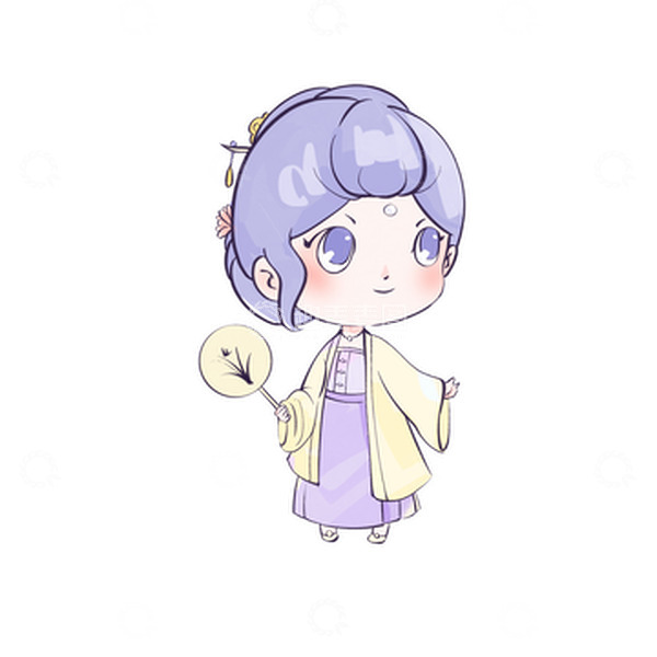 源文件下载【趣麦麦图】紫色温柔汉服女孩中国风明马面裙手绘图