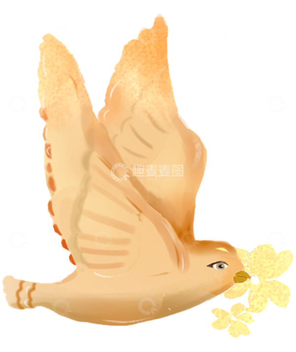 源文件下载【趣麦麦图】小鸟黄色金花手绘图