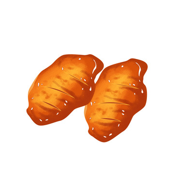 食物烤翅中鸡翅美食手绘