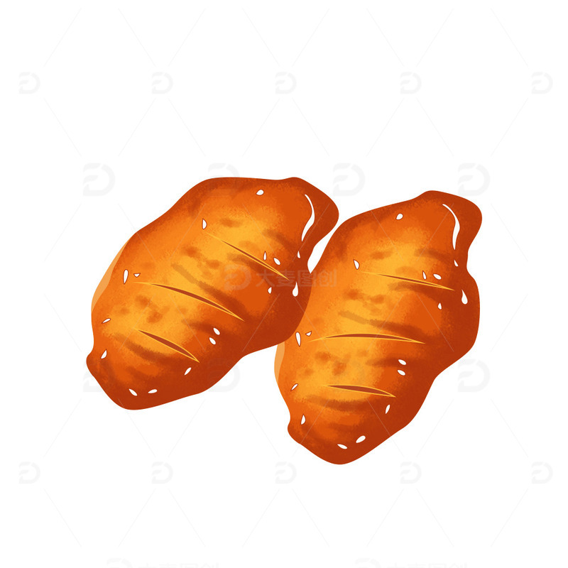 源文件下载【趣麦麦图】食物烤翅中鸡翅美食手绘