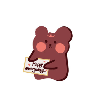 棕色卡通可爱小熊贴纸元素