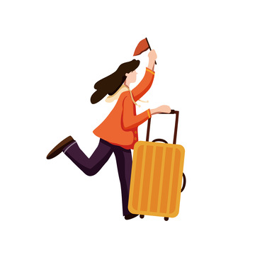 扁平化旅游出行人物插画元素