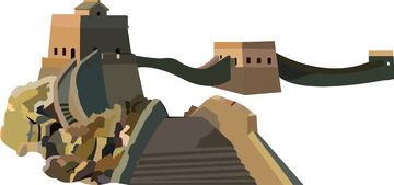 褐色扁平万里长城国庆手绘图