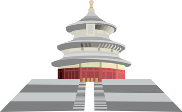灰色扁平天坛国庆手绘图