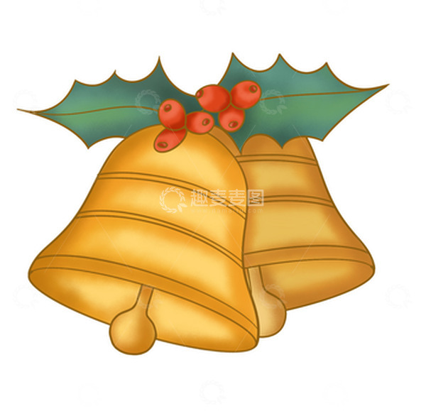 源文件下载【趣麦麦图】黄色扁平风格一对铃铛手绘图