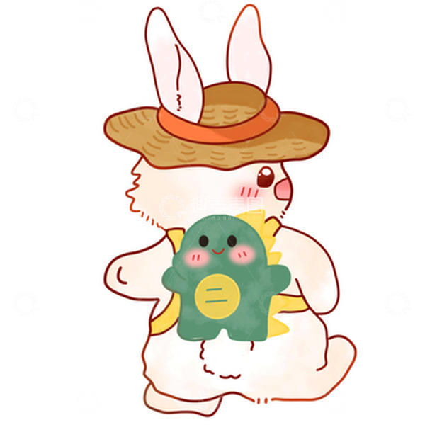 源文件下载【趣麦麦图】厚涂兔子绿色可爱卡通恐龙书包