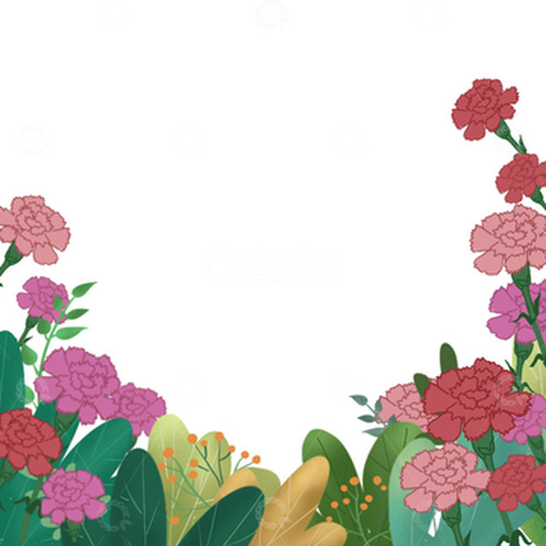 源文件下载【趣麦麦图】-小清新花卉康乃馨鲜花元素卡通手绘图
