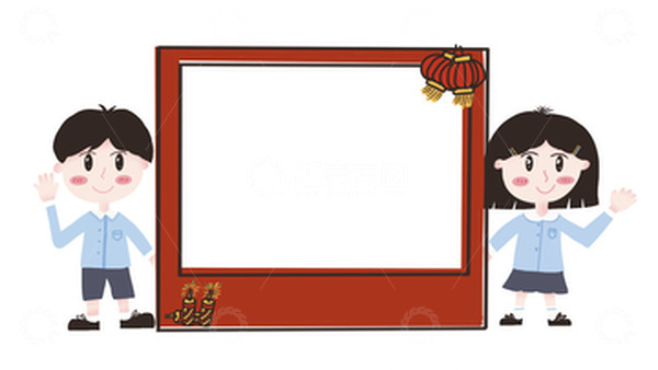 源文件下载【趣麦麦图】手绘男孩女孩校园节庆国庆灯笼边框