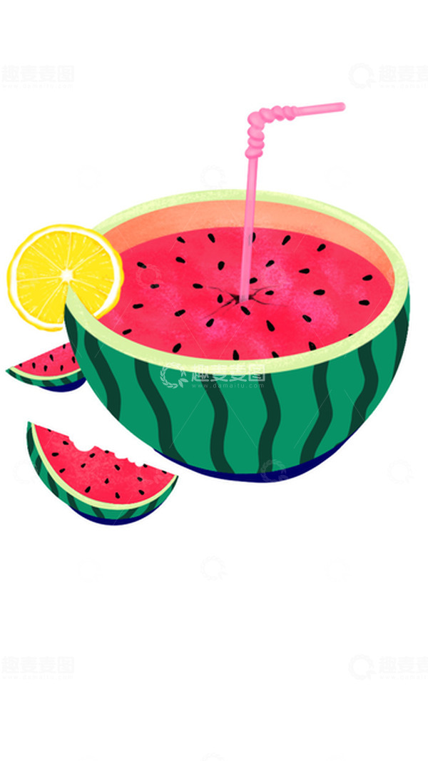 源文件下载【趣麦麦图】夏天吃西瓜手绘