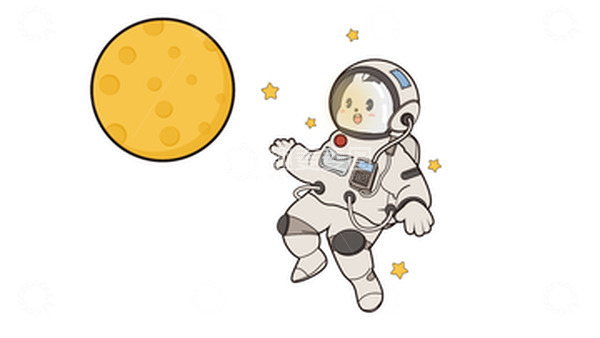 源文件下载【趣麦麦图】-黄色白色兔子登月扁平手绘图