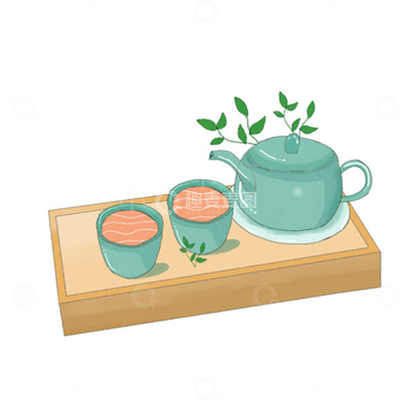 源文件下载【趣麦麦图】白露清茶二十四节气手绘茶具茶杯茶壶