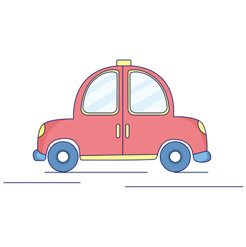 粉色卡通可爱的小汽车手绘元素