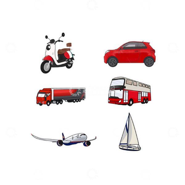 源文件下载【趣麦麦图】出行交通工具手绘元素