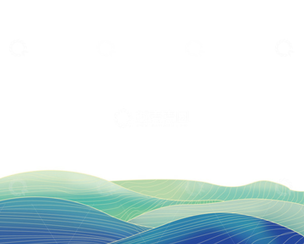 源文件下载【趣麦麦图】国庆中秋国潮蓝绿色海浪波纹金色线条浪花