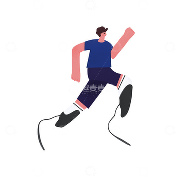 源文件下载【趣麦麦图】残疾运动员扁平人物跑步插画元素