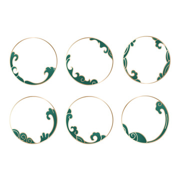 绿色国风国潮传统中式祥云海浪装饰边框