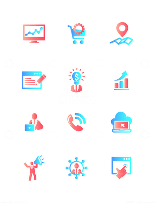 源文件下载【趣麦麦图】-彩色渐变电话电脑APP网页后台图标