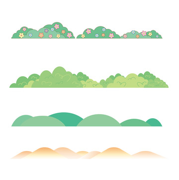 绿色小清新草丛山丘手绘元素