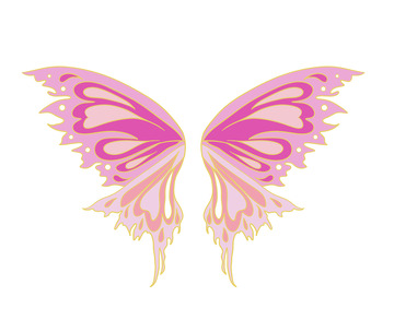红色扁平风格渐变蝴蝶双翅手绘图