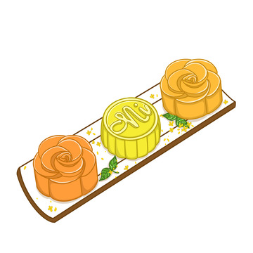 彩色手绘冰皮月饼