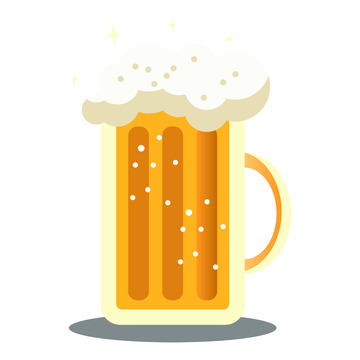 矢量冒气泡的啤酒杯小麦啤酒