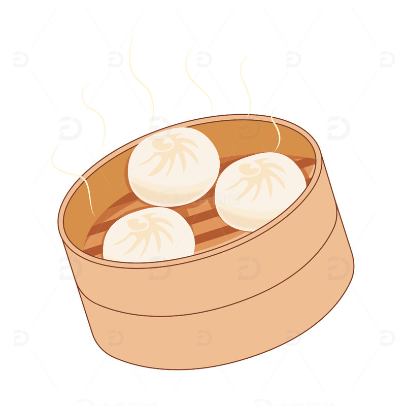 源文件下载【趣麦麦图】白色卡通美味包子手绘图