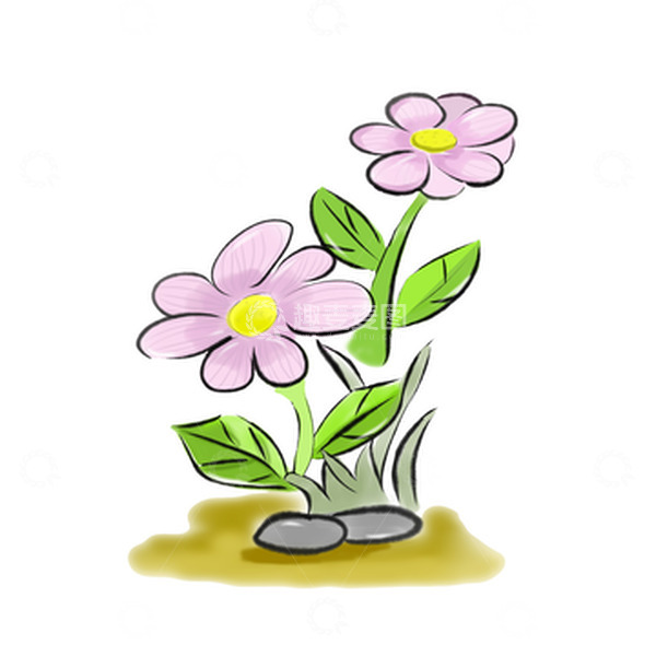 源文件下载【趣麦麦图】紫色花朵手绘图