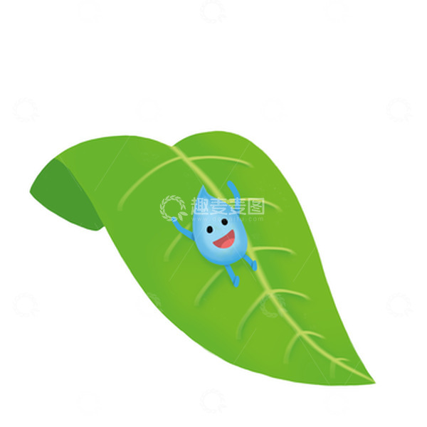 源文件下载【趣麦麦图】白露节气树叶上滑落的露水手绘元素